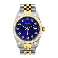Rolex Datejust Men's Diamond Watch Stainless Steel & Gold Blue Dial 36mm -Fashion Accessories rolex datejust mens diamond watch stainless steel 18k gold blue dial 36mm 3ct