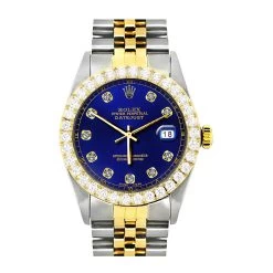 Rolex Datejust Men's Diamond Watch Stainless Steel & Gold Blue Dial 36mm -Fashion Accessories rolex datejust mens diamond watch stainless steel 18k gold blue dial 36mm 4ct