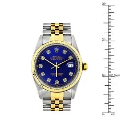 Rolex Datejust Men's Diamond Watch Stainless Steel & Gold Blue Dial 36mm -Fashion Accessories rolex datejust mens diamond watch stainless steel 18k gold blue dial 36mm ruler