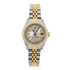 26mm Rolex Oyster Perpetual Datejust Ladies Diamond Watch 18K Gold & Steel