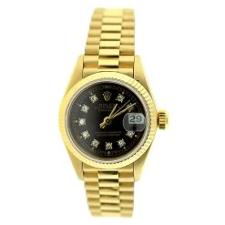 Rolex Presidential Datejust 18K Gold Women's Diamond Watch 0.1ct