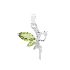 2.31cts The Enchanted Fairy Silver Pendant With Peridot & White Topaz