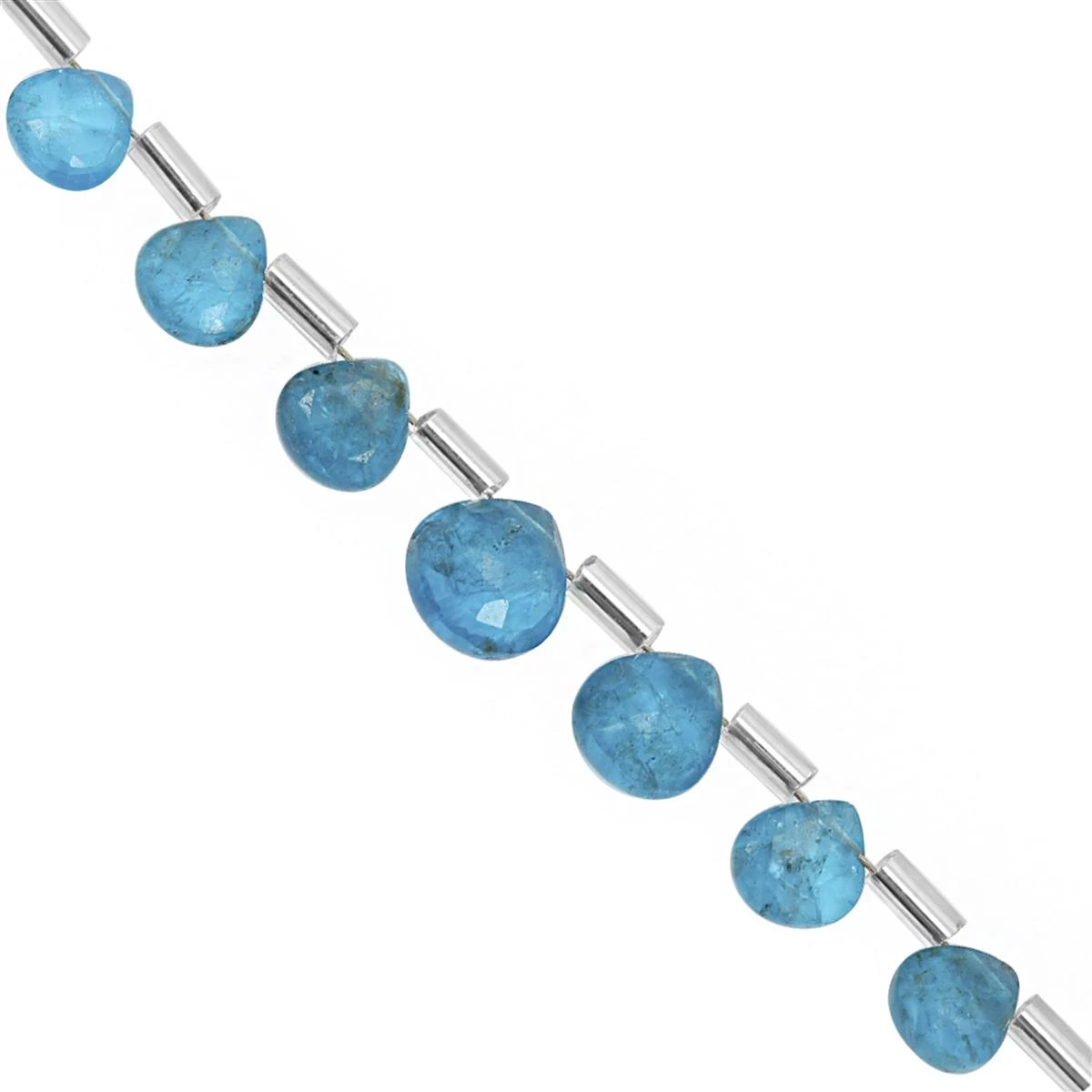 17cts Neon Apatite Faceted Heart Approx 4 To 7mm, 20cm Strand With Spacers 3 17cts Neon Apatite Faceted Heart Approx 4 To 7mm, 20cm Strand With Spacers