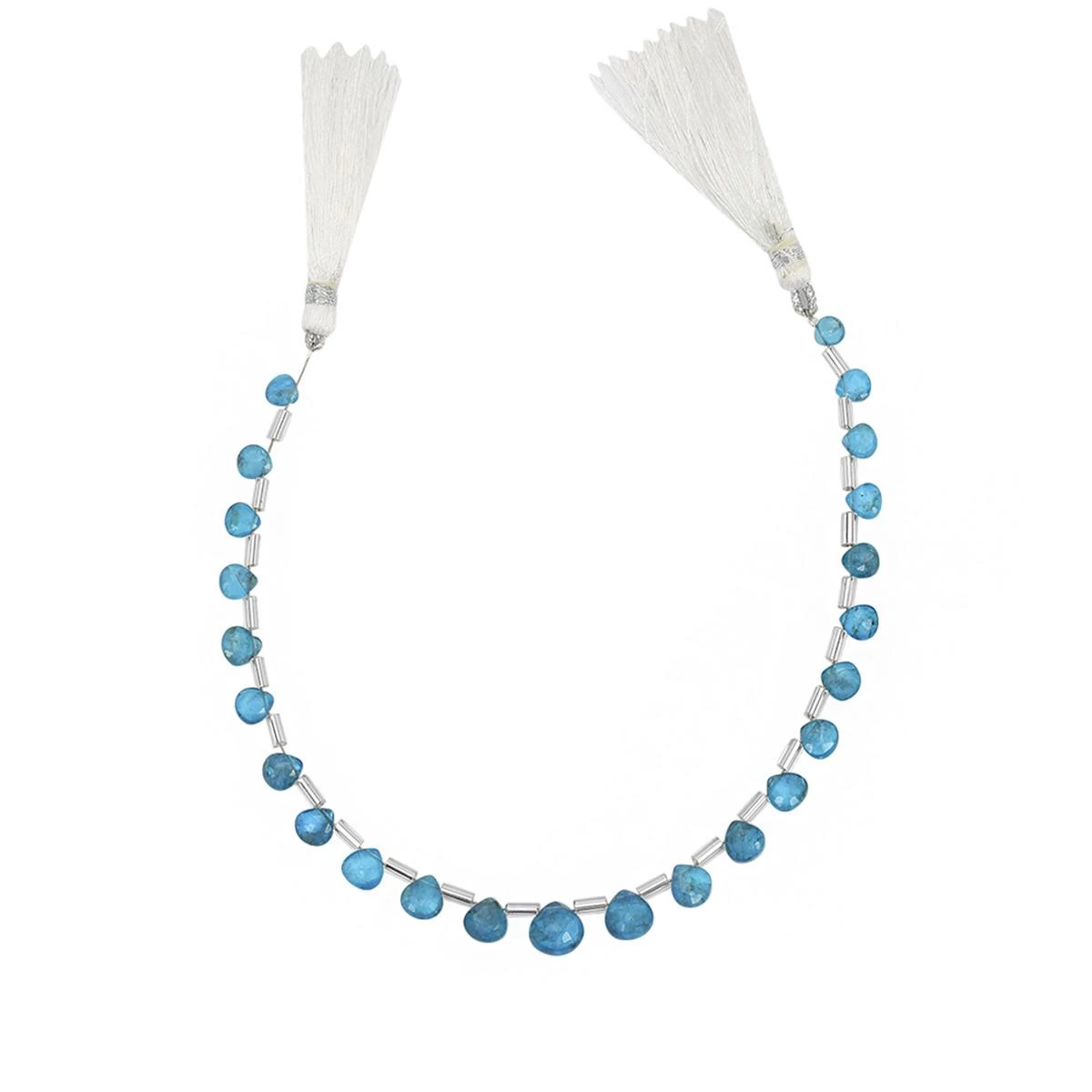 17cts Neon Apatite Faceted Heart Approx 4 To 7mm, 20cm Strand With Spacers 4 17cts Neon Apatite Faceted Heart Approx 4 To 7mm, 20cm Strand With Spacers - Image 2