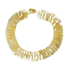 Golden South Sea Shell Necklace Approx 15mm Flat Rounds & 20mm Toggle Clasp