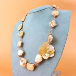 Golden South Sea Shell Necklace Approx 15mm Flat Rounds & 20mm Toggle Clasp -Fashion Accessories sit360 2