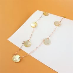 Golden South Sea Shell Necklace Approx 15mm Flat Rounds & 20mm Toggle Clasp -Fashion Accessories sit360 4