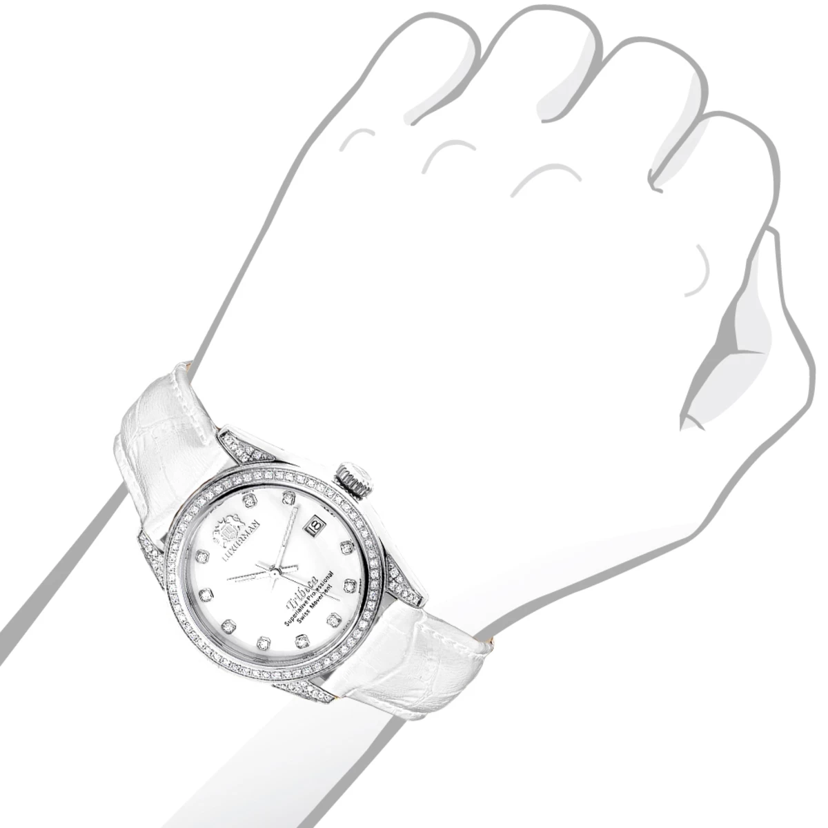 Luxurman Tribeca Women's Diamond Swiss Quartz Watch Stainless Steel 1.5ct 5 Luxurman Tribeca Women's Diamond Swiss Quartz Watch Stainless Steel 1.5ct - Image 3