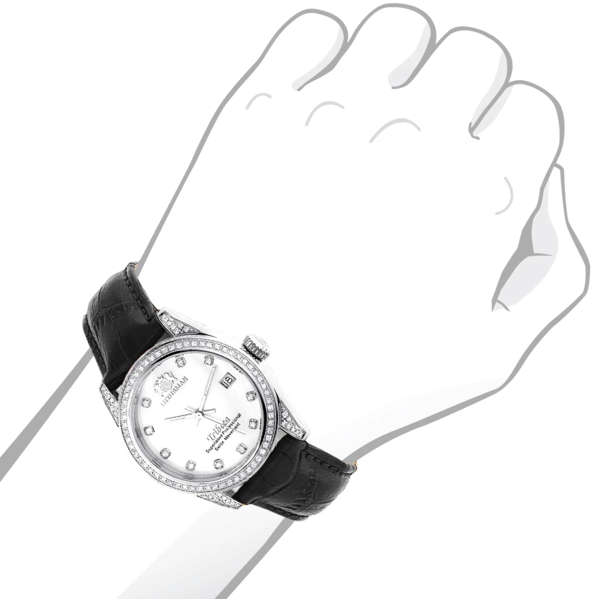 Swiss Quartz Luxurman Women's Diamond Tribeca Watch With Leather Band 5 Swiss Quartz Luxurman Women's Diamond Tribeca Watch With Leather Band - Image 3