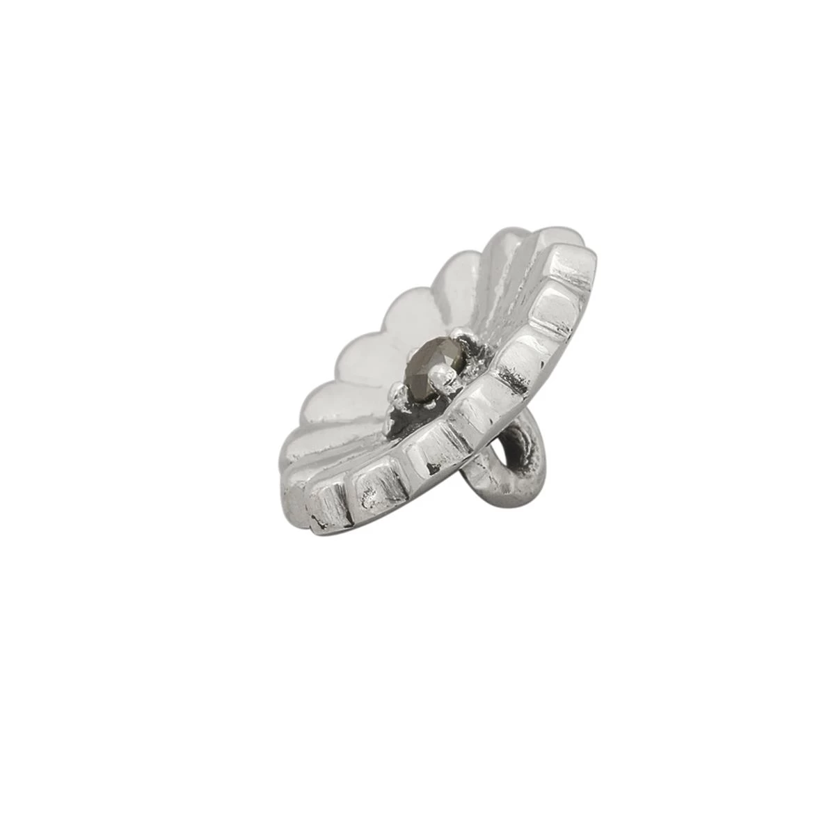 Gemstone Garden By Natalie Patten: 925 Sterling Silver Daisy Bead, Approx 12mm With Black Diamond - April 4 Gemstone Garden By Natalie Patten: 925 Sterling Silver Daisy Bead, Approx 12mm With Black Diamond - April - Image 2