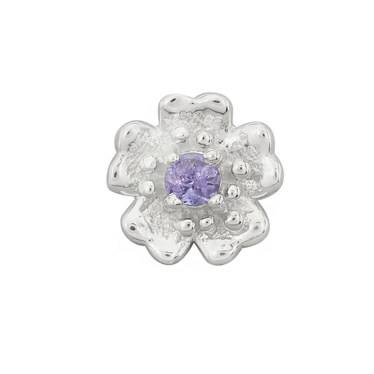 Gemstone Garden By Natalie Patten: 925 Sterling Silver Holly Bead, Approx 10mm With Tanzanite - December 3 Gemstone Garden By Natalie Patten: 925 Sterling Silver Holly Bead, Approx 10mm With Tanzanite - December
