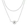 925 Sterling Silver 2 Row Cable Chain Necklace With Aquamarine Charm 16" + 2" -Fashion Accessories thvz65