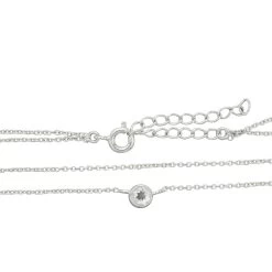 925 Sterling Silver 2 Row Cable Chain Necklace With Aquamarine Charm 16" + 2" 7 925 Sterling Silver 2 Row Cable Chain Necklace With Aquamarine Charm 16" + 2" -Fashion Accessories thvz65 2