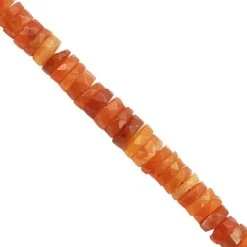 68cts Carnelian Faceted Wheels Approx 5x2 To 8x3mm 17cm Strands