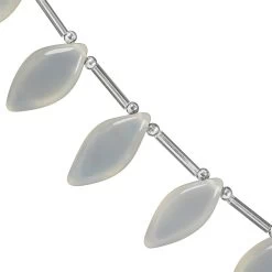 115cts Branca Onyx Smooth Marquoise Approx 18x9 To 25x12mm, 18cm Strand With Spacers