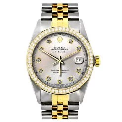 Two Tone Rolex Datejust Men's Diamond Watch Stainless Steel Yellow Gold SIlver Dial -Fashion Accessories two tone rolex datejust mens diamond watch stainless steel 18k yellow gold 1ct