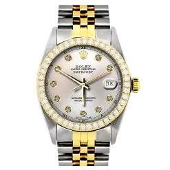 Two Tone Rolex Datejust Men's Diamond Watch Stainless Steel Yellow Gold SIlver Dial -Fashion Accessories two tone rolex datejust mens diamond watch stainless steel 18k yellow gold 3ct