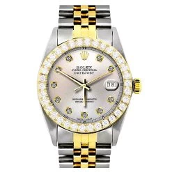 Two Tone Rolex Datejust Men's Diamond Watch Stainless Steel Yellow Gold SIlver Dial -Fashion Accessories two tone rolex datejust mens diamond watch stainless steel 18k yellow gold 4ct