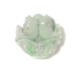 190cts Type A Jadeite Carved Double Fish Pendant, Approx 50mm, 1pcs