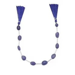 48cts Tanzanite Center Drill Smooth Tumble Approx 8x6 To 13.5x9mm, 20cm Strand With Spacers -Fashion Accessories ulnv53 1