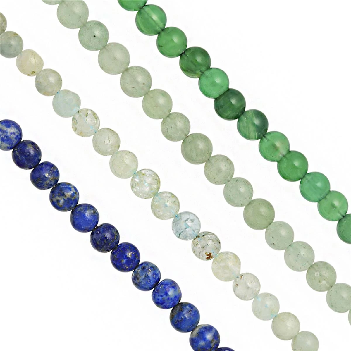 285cts Green Onyx, Green Aventurine, Aquamarine, Lapis Lazuli Plain Round Approx 4 To 6mm, 32cm Strand (Pack Of 4) 3 285cts Green Onyx, Green Aventurine, Aquamarine, Lapis Lazuli Plain Round Approx 4 To 6mm, 32cm Strand (Pack Of 4)