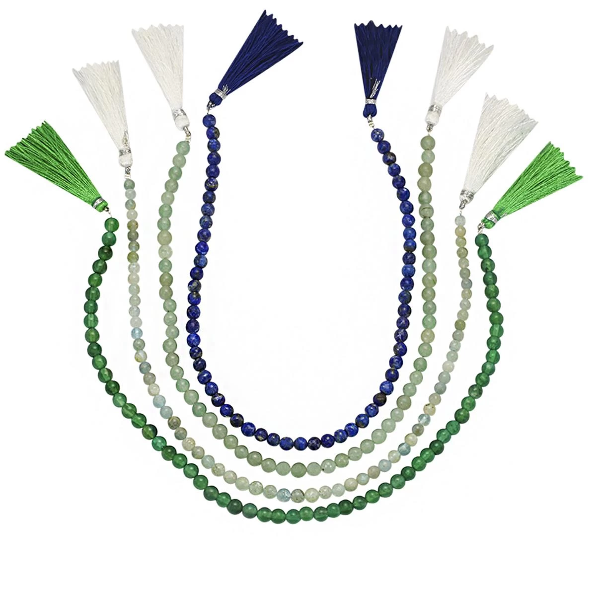 285cts Green Onyx, Green Aventurine, Aquamarine, Lapis Lazuli Plain Round Approx 4 To 6mm, 32cm Strand (Pack Of 4) 4 285cts Green Onyx, Green Aventurine, Aquamarine, Lapis Lazuli Plain Round Approx 4 To 6mm, 32cm Strand (Pack Of 4) - Image 2