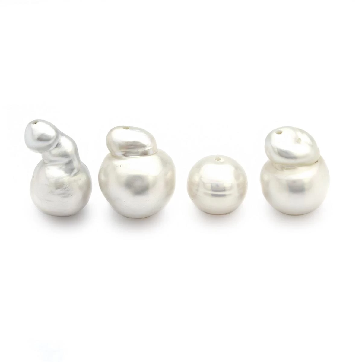White South Sea Cultured Pearl Baroque, Approx 7 To 11mm, 4pcs 3 White South Sea Cultured Pearl Baroque, Approx 7 To 11mm, 4pcs