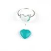 14mm Peru Icy Amazonite Puffy Heart Cab With Sterling Silver Ring Mould, 1pc -Fashion Accessories vam280