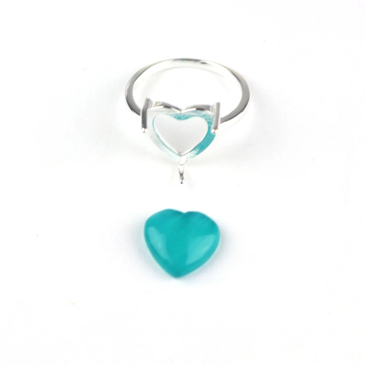 14mm Peru Icy Amazonite Puffy Heart Cab With Sterling Silver Ring Mould, 1pc 3 14mm Peru Icy Amazonite Puffy Heart Cab With Sterling Silver Ring Mould, 1pc