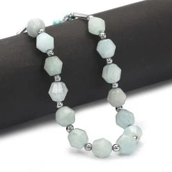 40cts Aquamarine Faceted Bicone Approx 7 To 8mm 18cm Strands With Hematite (Approx 3mm) And Plastic Spacers -Fashion Accessories vkru29 2