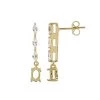 Gold Plated 925 Sterling Silver Oval Earrings Mount (To Fit 6x4mm Gemstones) Inc. 0.66cts White Zircon Brilliant Cut Marquise 4x2mm - 1Pair -Fashion Accessories vspk15