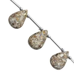 45cts Mojave Australian Opal Smooth Pear Approx 16x11 To 19x12mm, 13cm Strand With Spacers