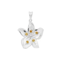 Summer At Chestnut Close By Mark Smith: 925 Sterling Silver Lily Pendant With 0.15cts Citrine