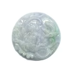 100Cts Type A Jadeite Carved Flower Pendant, Approx. 50mm, 1pc