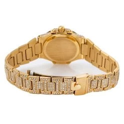 18K Gold Patek Philippe Diamond Watch For Women 27mm White Dial 11ct -Fashion Accessories watches 18k yellow gold patek philippe diamond watch for women 27mm white dial 11ct 968679 back
