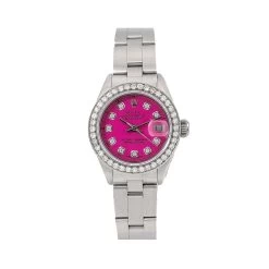 Ladies 26mm Rolex Oyster Perpetual Datejust Purple Diamond Dial And Bezel Watch 6916
