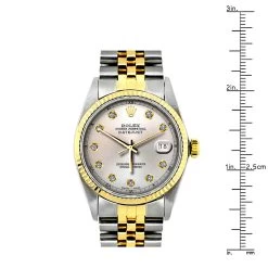 Two Tone Rolex Datejust Men's Diamond Watch Stainless Steel Yellow Gold SIlver Dial -Fashion Accessories watches two tone rolex datejust mens diamond watch stainless steel 18k yellow gold ruler