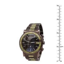 Unique Brown 101M G-Chrono Gucci Yellow Diamond Watch For Men 6 Carats YA101341 -Fashion Accessories watches unique brown 101m chrono gucci yellow diamond watch for men 6 carats ruler