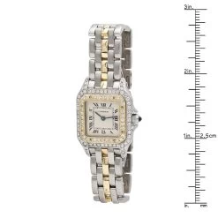 Women's Cartier Panthere Mini 18K Gold Steel Vintage Diamond Watch 22mm 1ct -Fashion Accessories womens cartier panthere mini 18k gold steel vintage diamond watch ruler