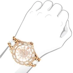 Women's Ceramic Rose Gold Diamond Two Tone White MOP Luxurman Galaxy -Fashion Accessories womens ceramic watches rose gold diamond two tone white mop luxurman galaxybod