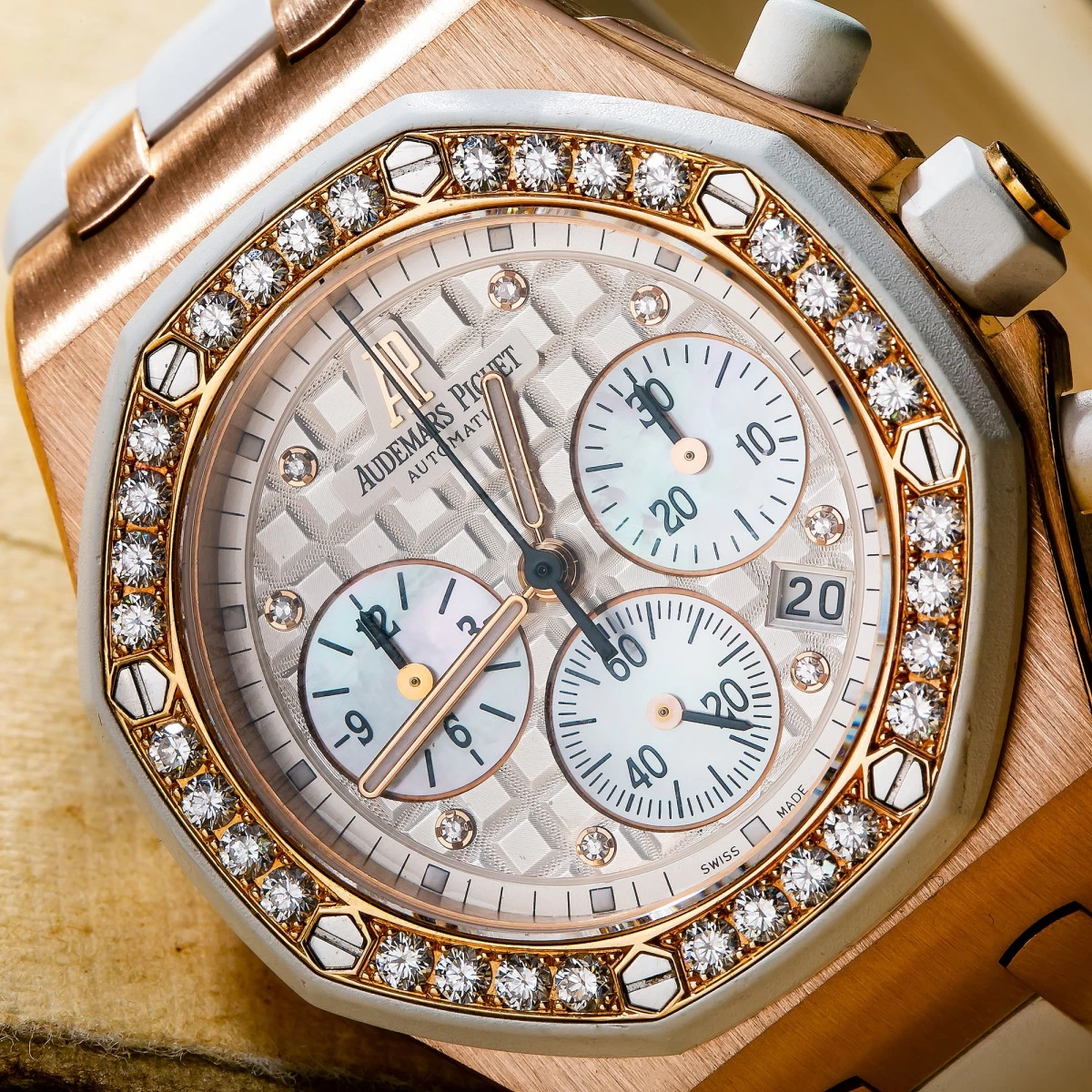 Women's Diamond Watch Audemars Piguet Royal Oak Chronograph 37mm Silver Tone Dial 6 Women's Diamond Watch Audemars Piguet Royal Oak Chronograph 37mm Silver Tone Dial - Image 4