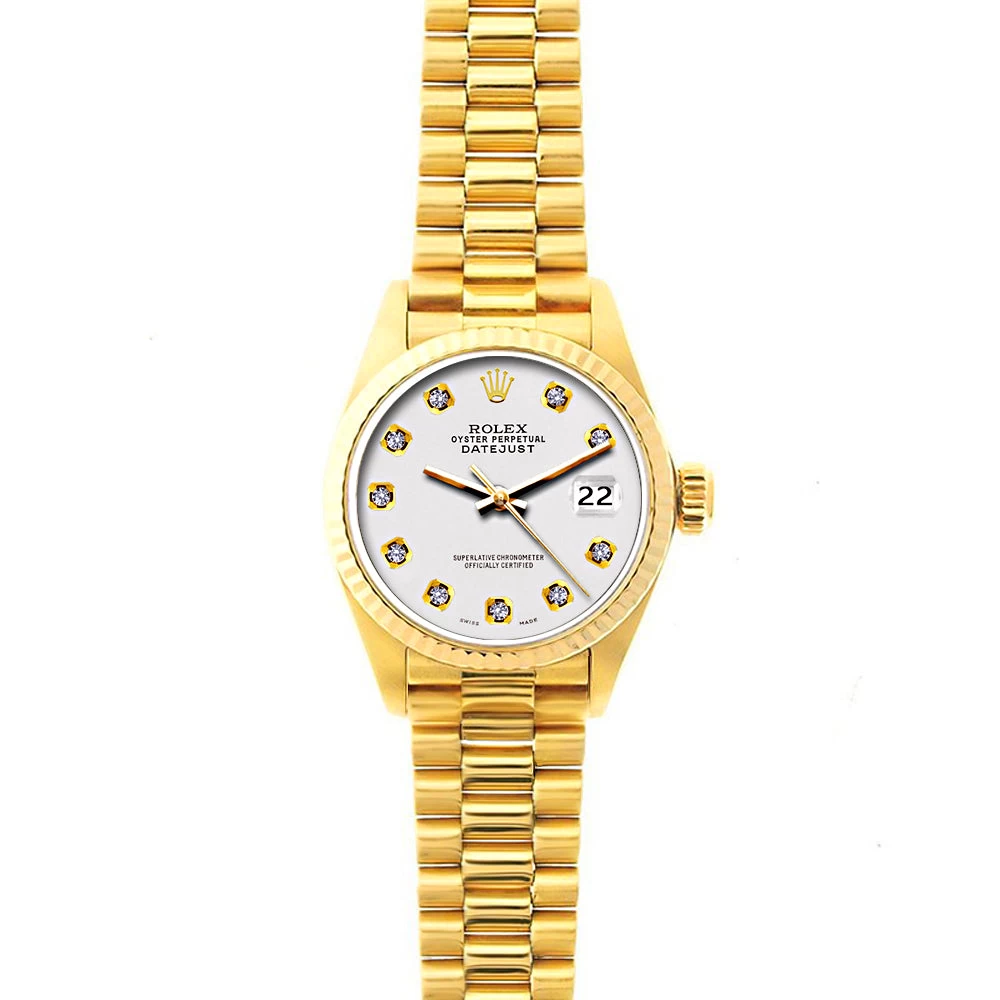 Women's Diamond Watch Rolex Datejust 26mm 18K Gold President Bracelet 3 Women's Diamond Watch Rolex Datejust 26mm 18K Gold President Bracelet