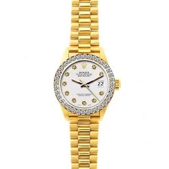 Women's Diamond Watch Rolex Datejust 26mm 18K Gold President Bracelet 14 Women's Diamond Watch Rolex Datejust 26mm 18K Gold President Bracelet -Fashion Accessories womens diamond watch rolex datejust 18k gold 26 mm president bracelet w00198 bezel