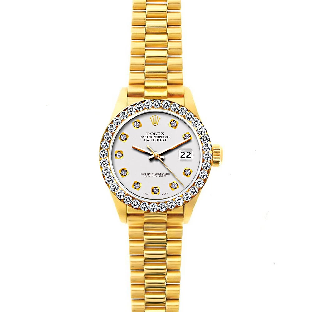 Women's Diamond Watch Rolex Datejust 26mm 18K Gold President Bracelet 8 Women's Diamond Watch Rolex Datejust 26mm 18K Gold President Bracelet - Image 6