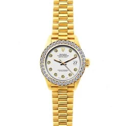 Women's Diamond Watch Rolex Datejust 26mm 18K Gold President Bracelet 15 Women's Diamond Watch Rolex Datejust 26mm 18K Gold President Bracelet -Fashion Accessories womens diamond watch rolex datejust 18k gold 26 mm president bracelet w00198 full