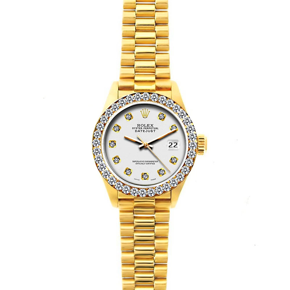 Women's Diamond Watch Rolex Datejust 26mm 18K Gold President Bracelet 9 Women's Diamond Watch Rolex Datejust 26mm 18K Gold President Bracelet - Image 7
