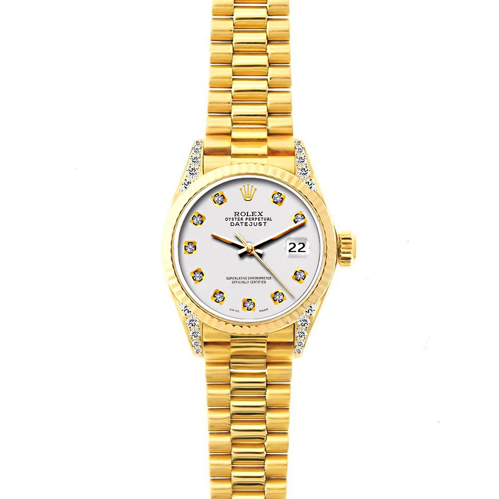 Women's Diamond Watch Rolex Datejust 26mm 18K Gold President Bracelet 7 Women's Diamond Watch Rolex Datejust 26mm 18K Gold President Bracelet - Image 5