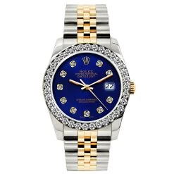 Two-Tone Women's Diamond Watch Rolex Datejust 26mm Jubilee Bracelet Sapphire Blue Dial