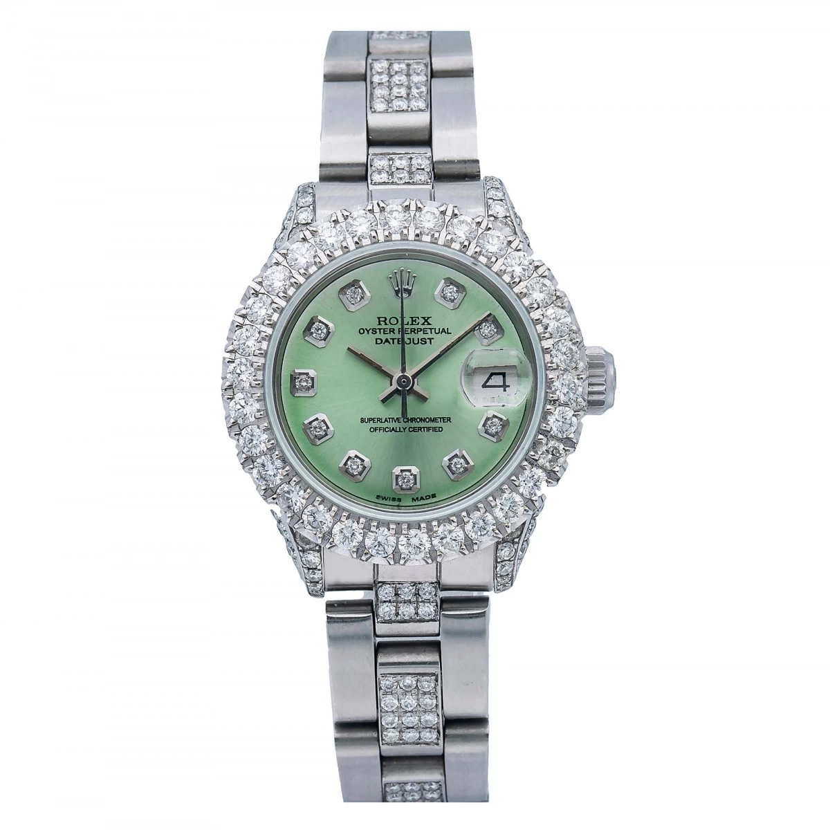 Women's Diamond Watch Rolex Datejust 26mm Oyster Bracelet Green Dial 4 Women's Diamond Watch Rolex Datejust 26mm Oyster Bracelet Green Dial - Image 2
