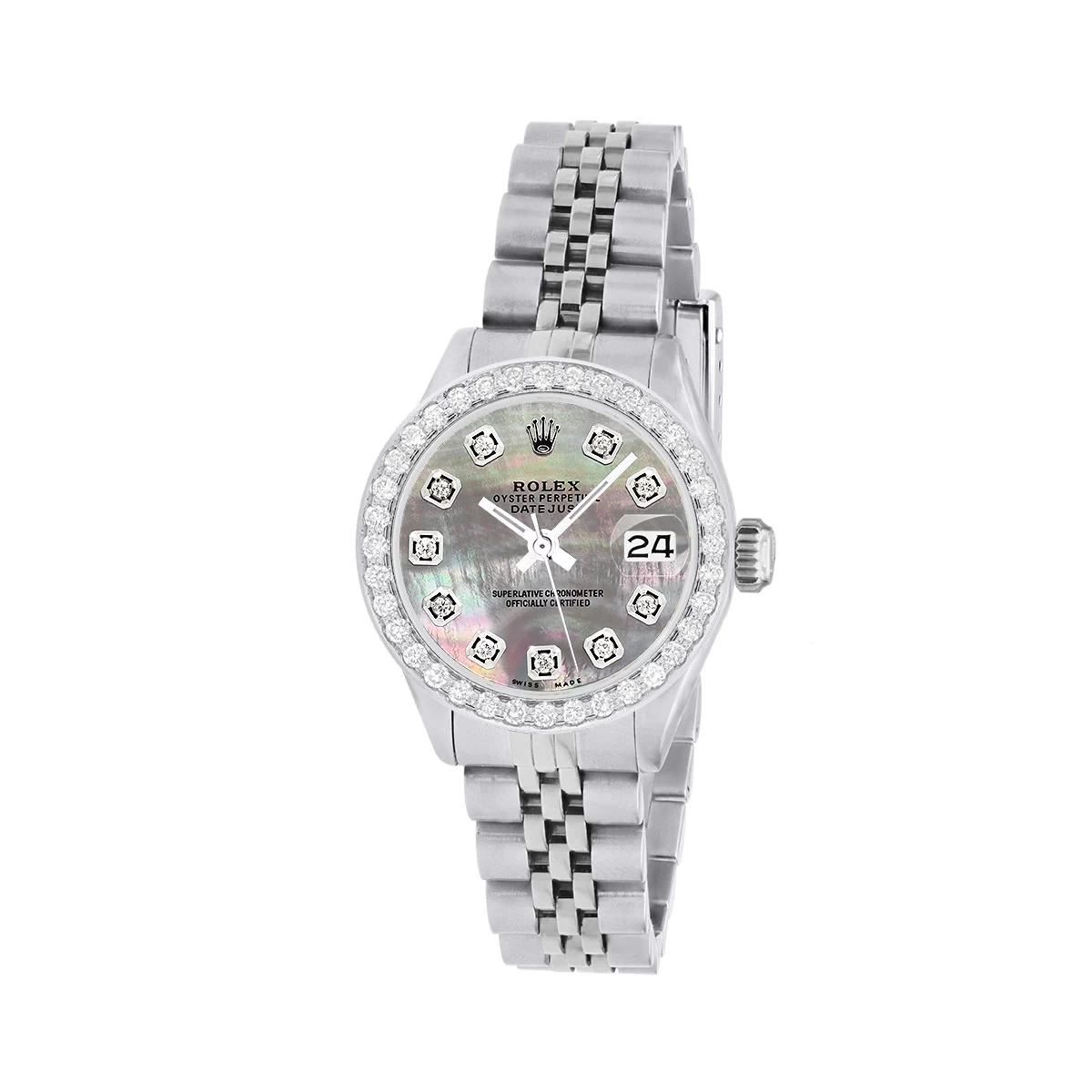 Women's Diamond Watch Rolex Datejust 26mm Dark Mother Of Pearl Dial 3 Women's Diamond Watch Rolex Datejust 26mm Dark Mother Of Pearl Dial